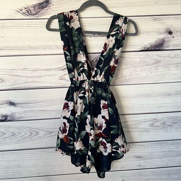 Lulus Elated Energy Navy Blue Floral Tropical Convertible Romper - Picture 5 of 9